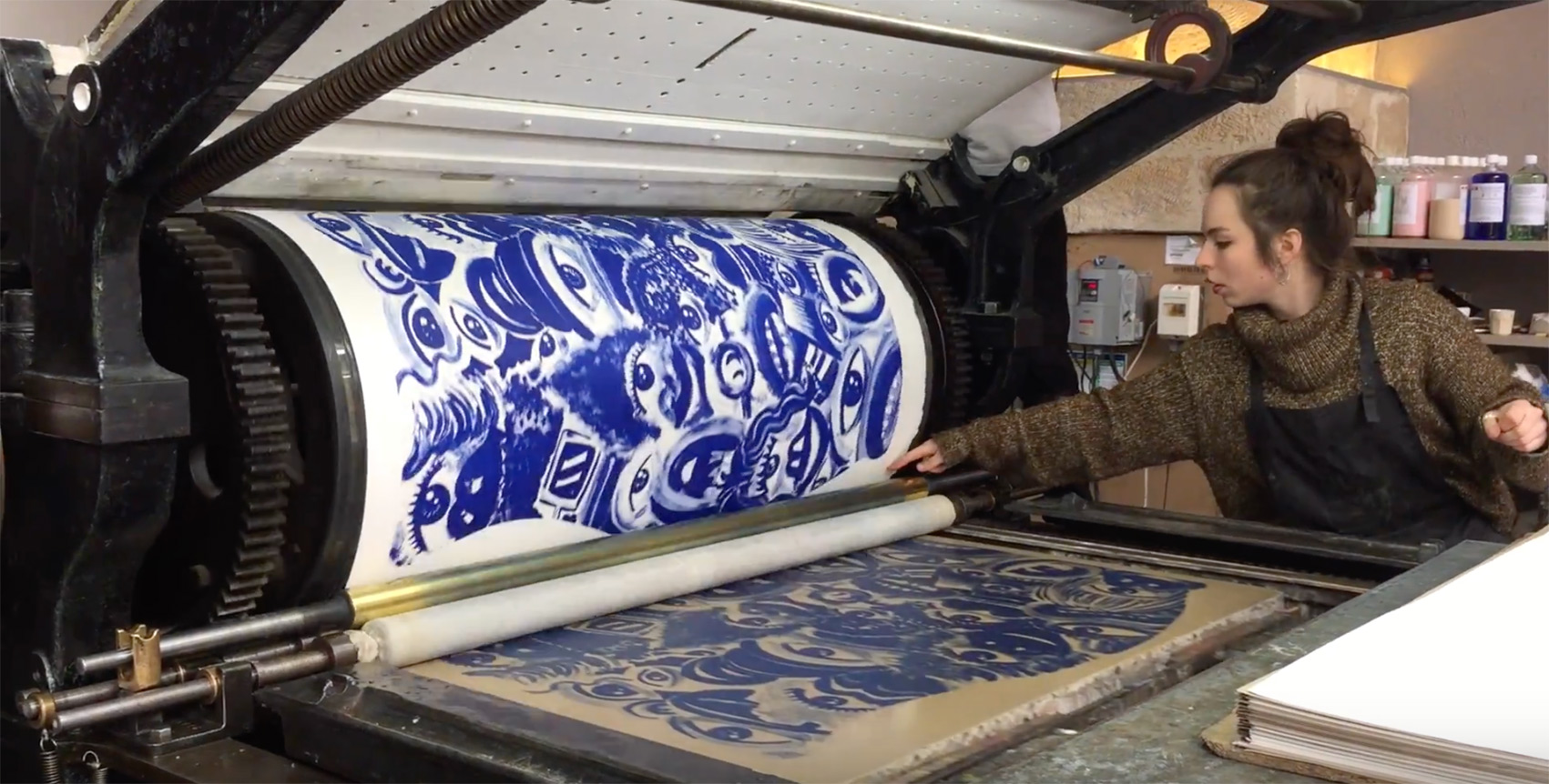Video - Impression de la lithographie Ren Azulejo de Herv Di Rosa