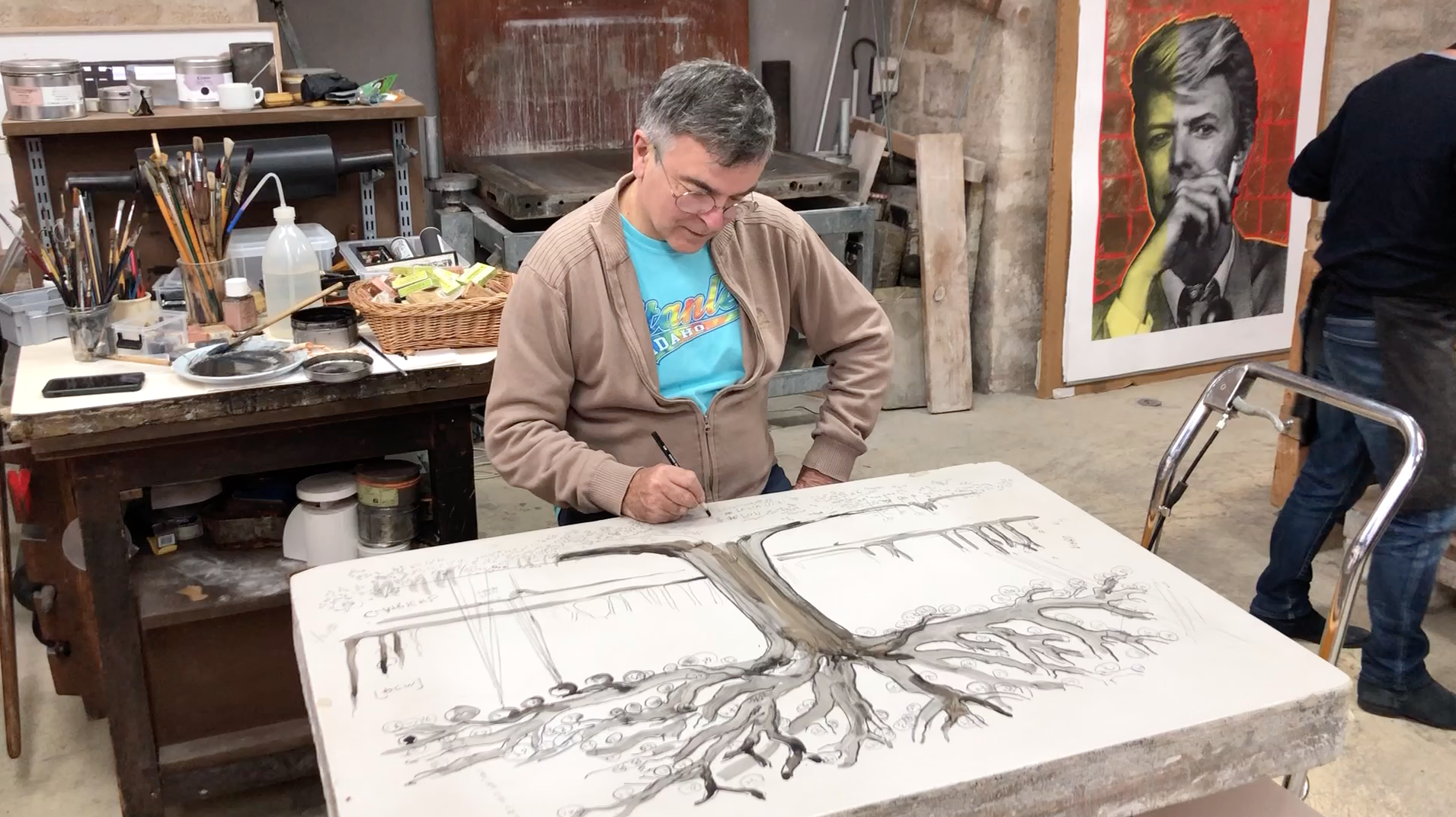 Video - 18 novembre 2019,  Fabrice Hyber commence sa lithographie 