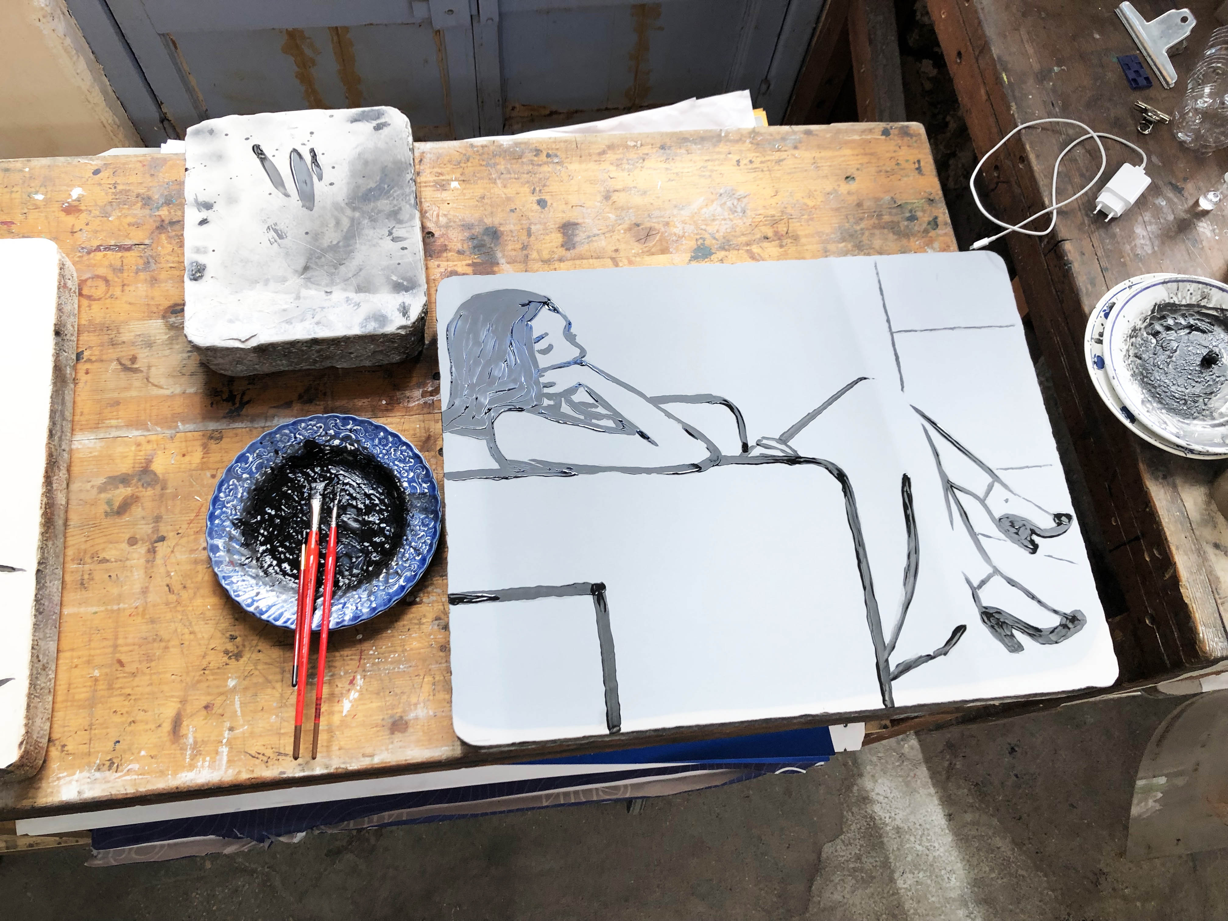 Video - Making of de la lithographie La Pause, imprime sur les presses de l'atelier A Fleur de Pierre