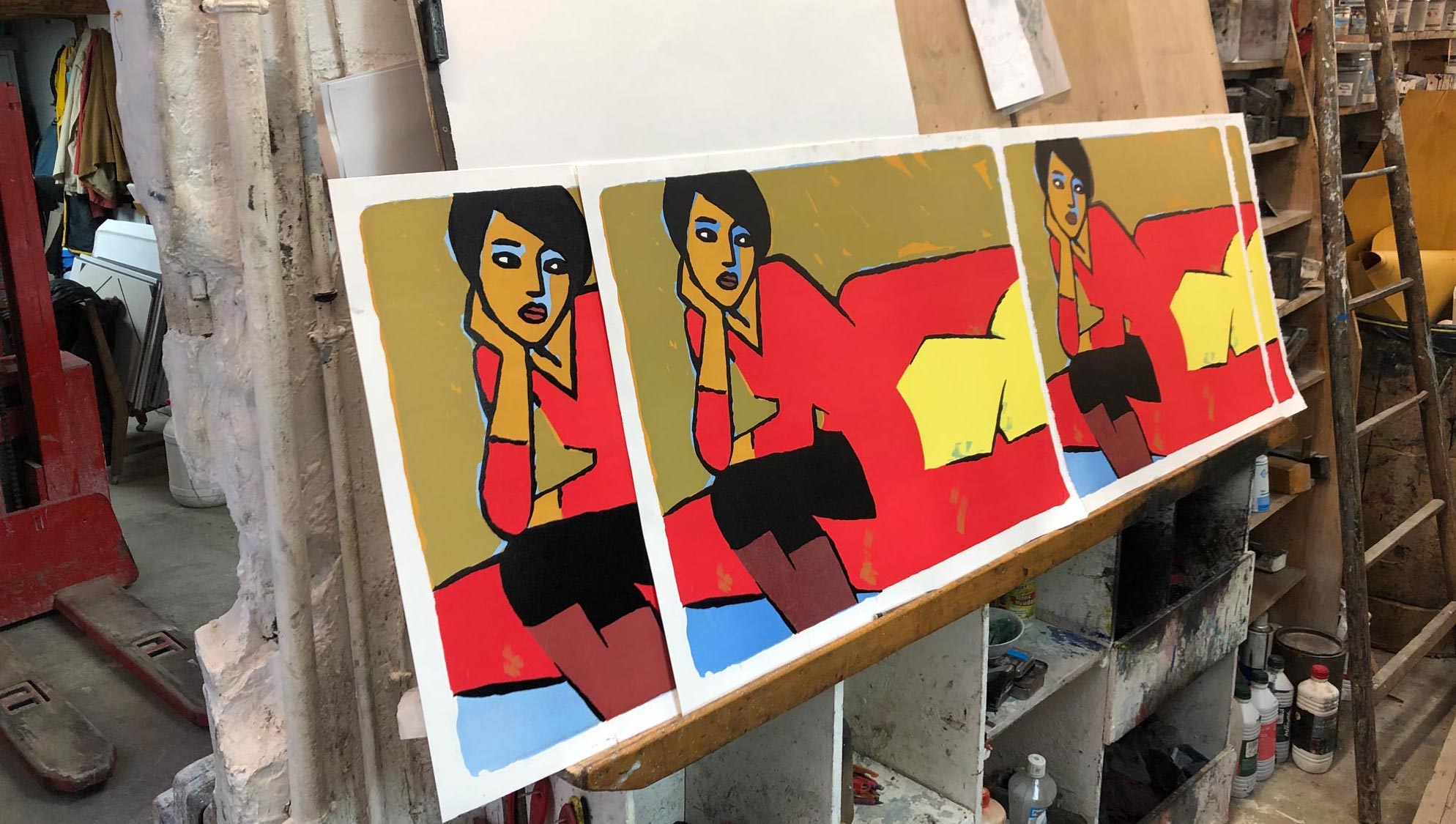 Video - Jean-Claude Gtting, robe rouge, lithographie