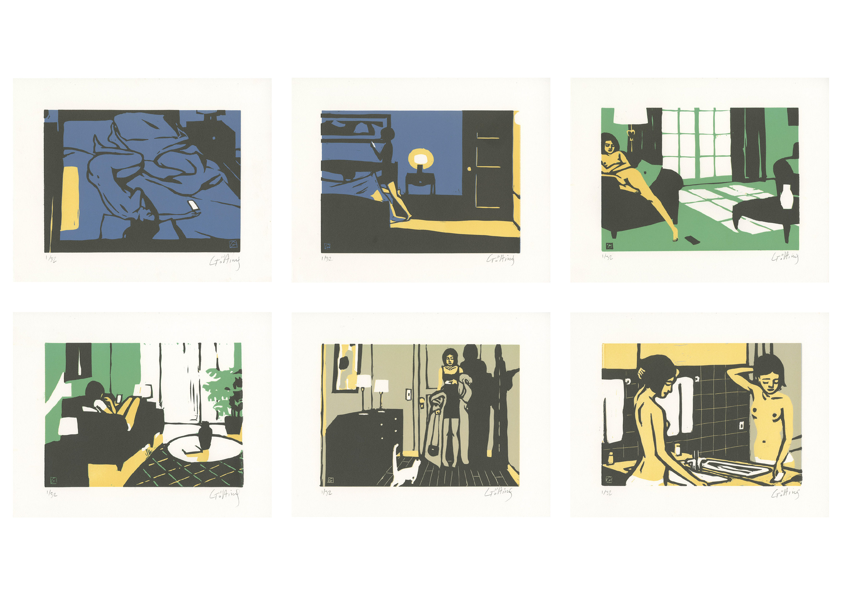 Jean-Claude GÖTTING - SUITE DE 6 LINOGRAVURES, 2022