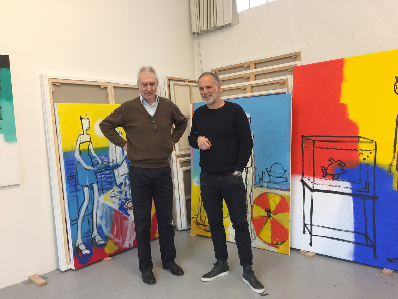 Alain SECHAS - Trottinette, 2018 -  Réunion de travail avec Alain Séchas et Jérôme Arcay dans l'atelier de l'artiste à Paris, le 27 février 2017