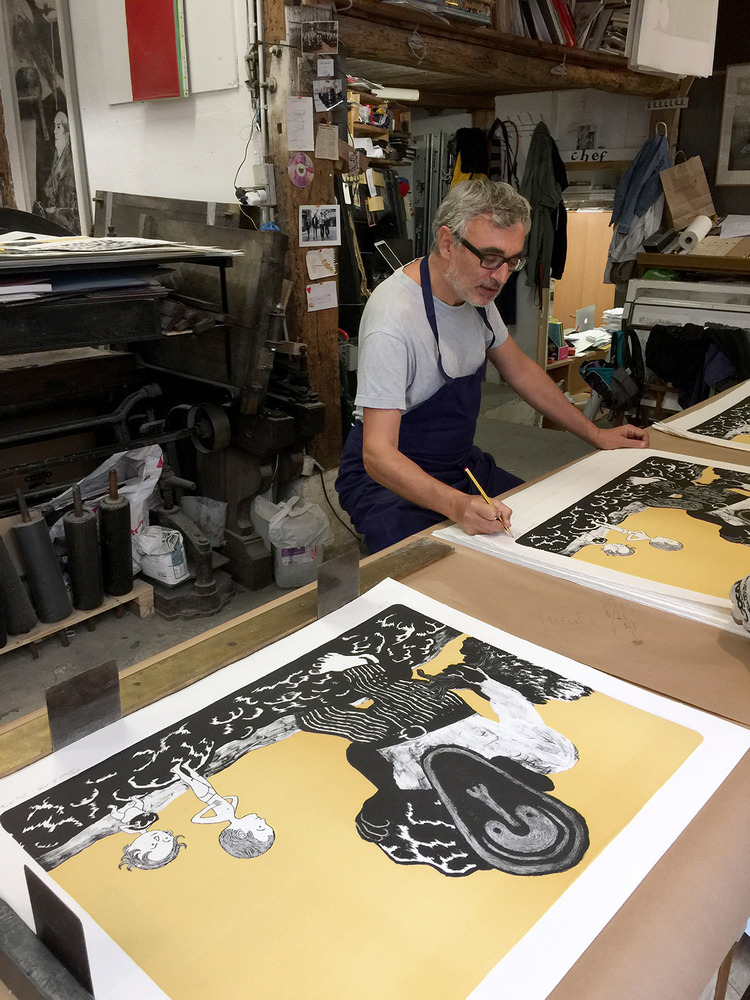 DAVID B - Les Enfants et le Géant, 2017 -  Le 31 juillet, signature de la lithographie Les Enfants et le Géant