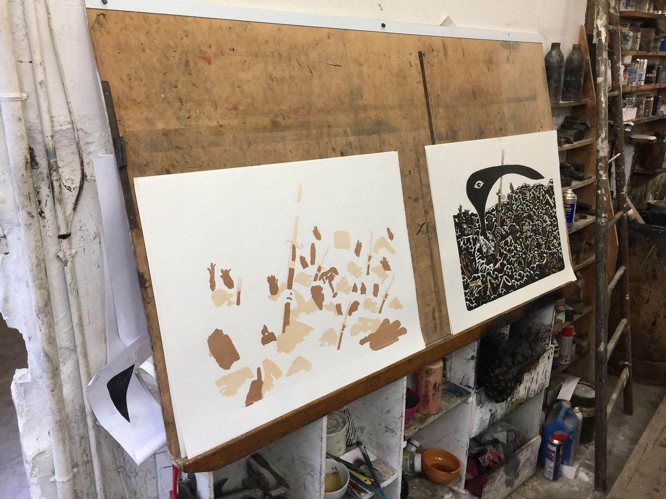 DAVID B - Mon Grand-Père sur le Front, 2017 -  Le 31 juillet 2017, impression des 2 premières couleurs de la lithographie