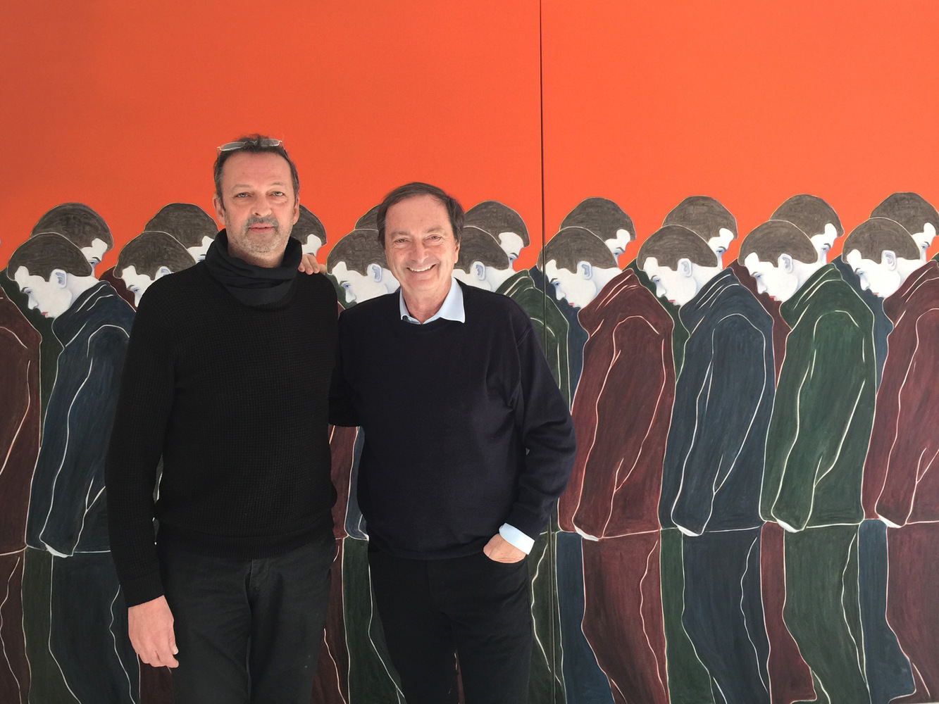 Djamel TATAH - Sans Titre, 2018 -  Djamel Tatah et Michel-Édouard Leclerc dans l'atelier de l'artiste à proximité d'Avignon, le 24 février 2017