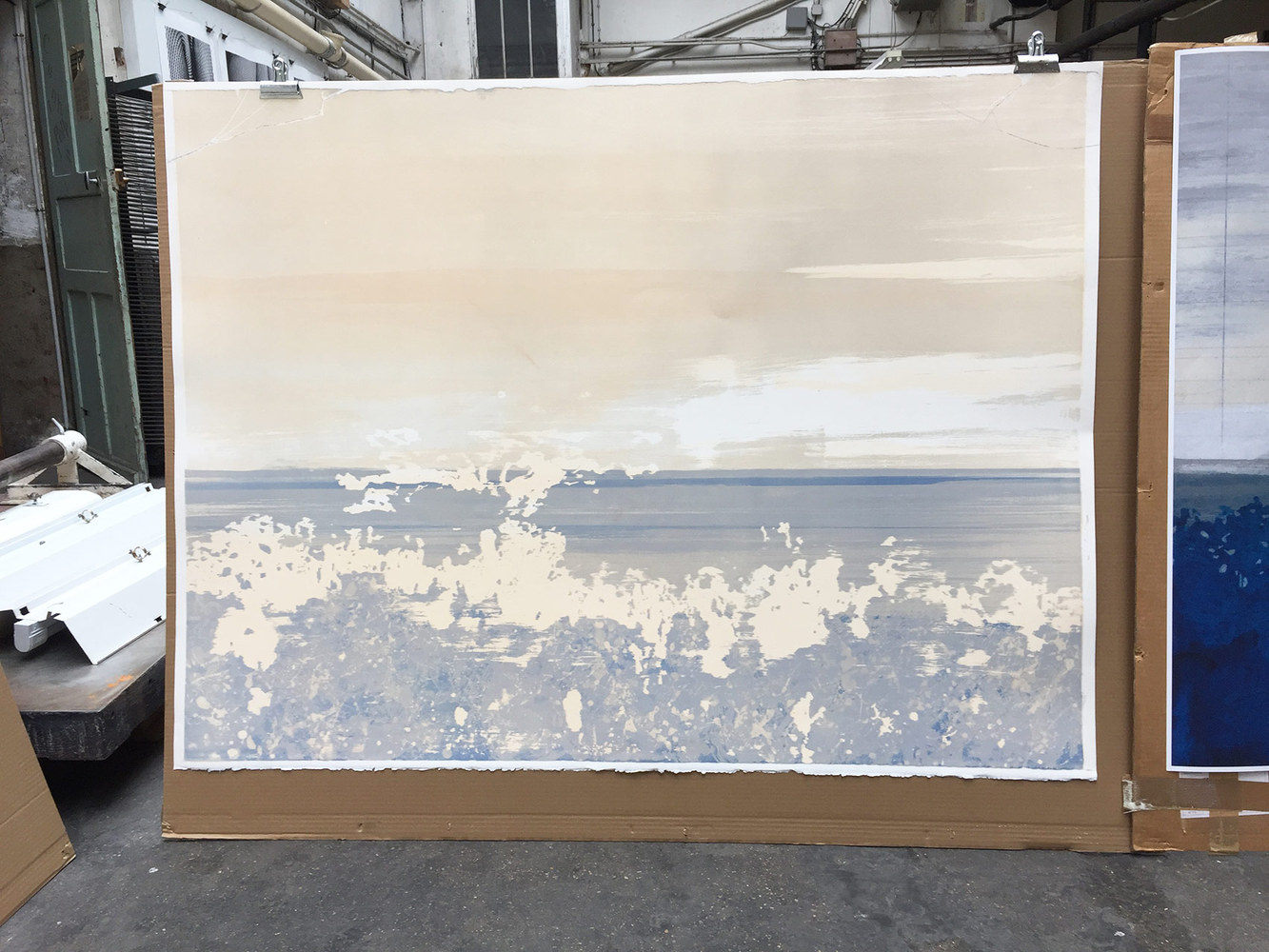 Emmanuel  GUIBERT - Cilento, 2018 -  Une oeuvre qui se construit lentement. Les ciels sont placés, le paysage au loin commence à apparaître