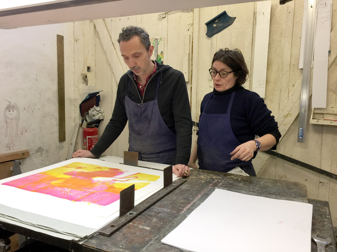 Frédéric POINCELET - Chaussette, 2017 -  Chaque couleur est controlée par l'artiste avec Laurence Lépron