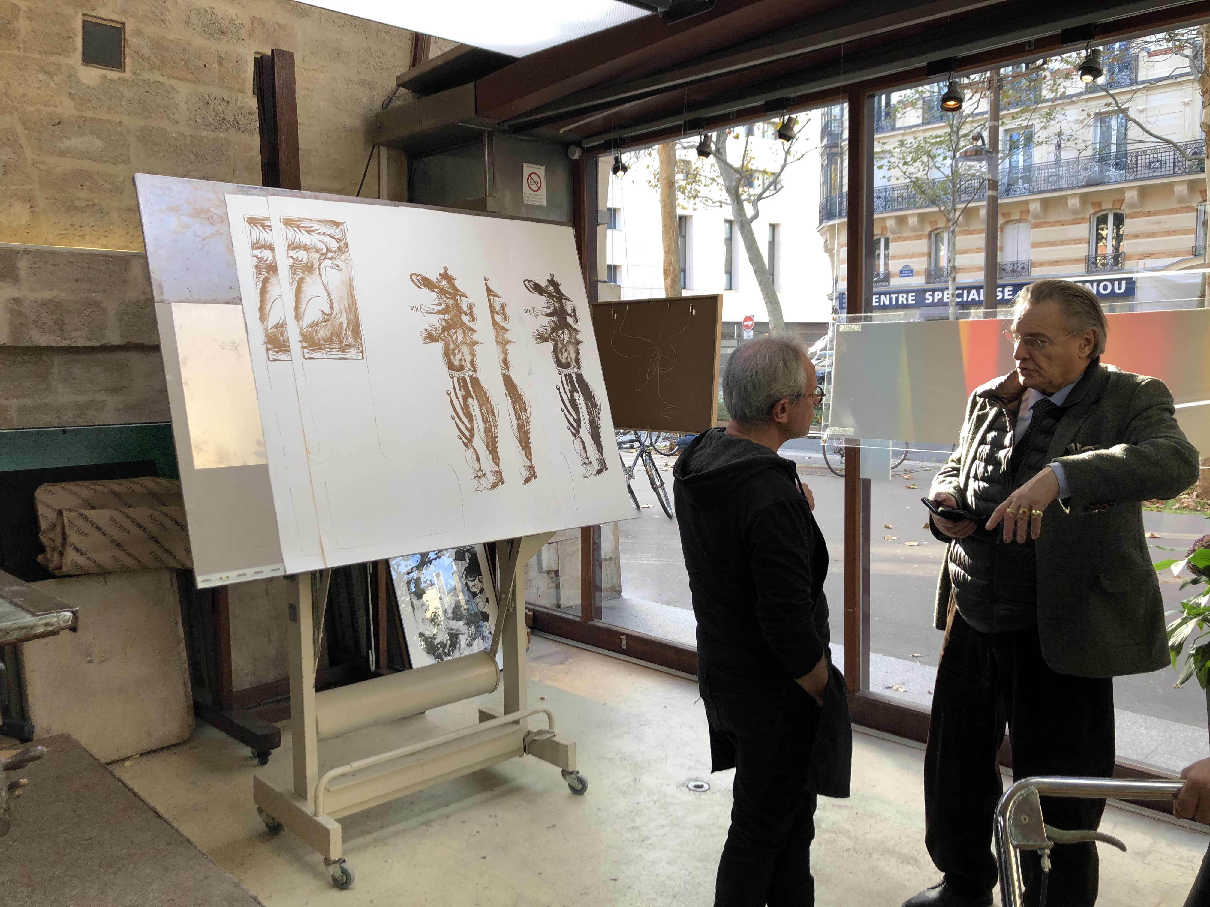 Gérard GAROUSTE - Anagramme, 2020 -  Gérard Garouste et Stéphane Guilbaud dans l'atelier