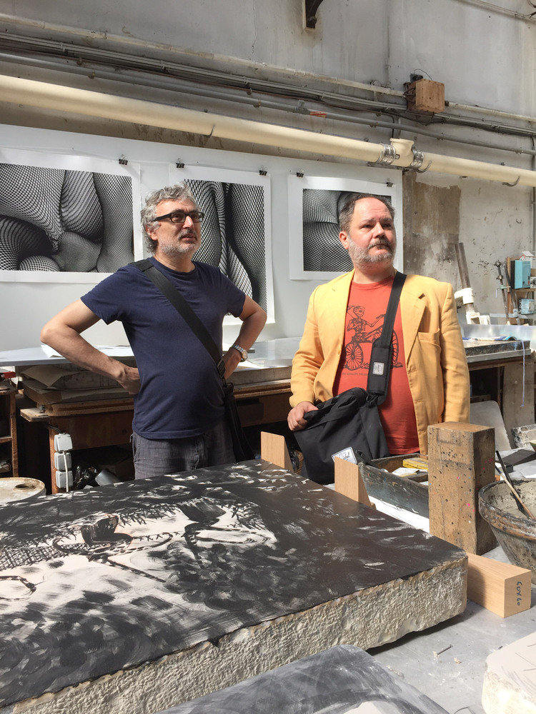 Patrice KILLOFFER - Première Pierre, 2017 -  Première visite de Killoffer à l'atelier Idem, en compagnie de David B, Paris le 23 juin 2016