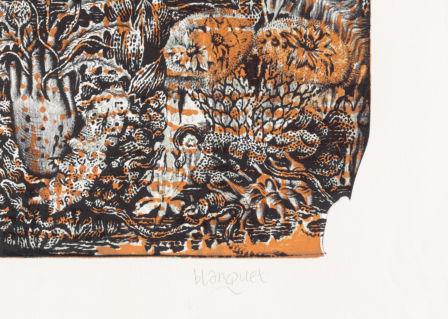 Stéphane BLANQUET - Mascarade Vermoulue - Orange, 2018 -  Lithographie signée et numérotée au crayon par l'artiste