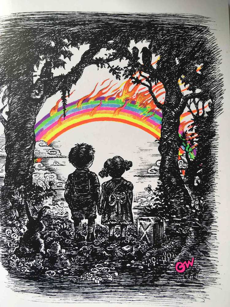 Vincent Parronaud dit WINSHLUSS - Over the Rainbow, 2018 -  Première esquisse pour le projet de lithographie
