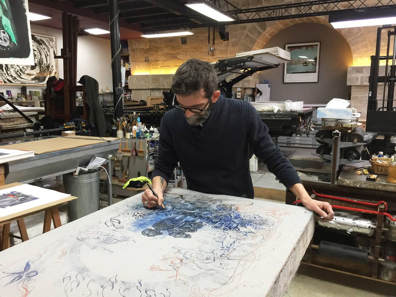 Vincent Parronaud dit WINSHLUSS - Over the Rainbow, 2018 -  Au fond, la presse attend pour impression