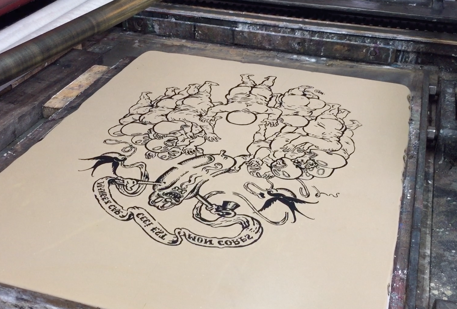 Video - Impression de la lithographie Ceci est Mon Corps  l'atelier parisien de Stphane Guilbaud